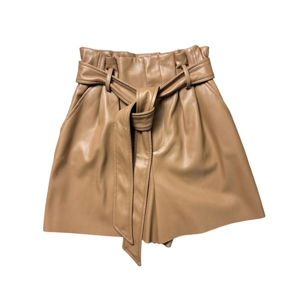Zara tie Faux Leather Shorts XS